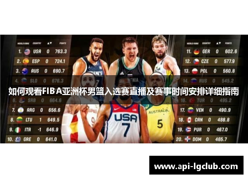 如何观看FIBA亚洲杯男篮入选赛直播及赛事时间安排详细指南