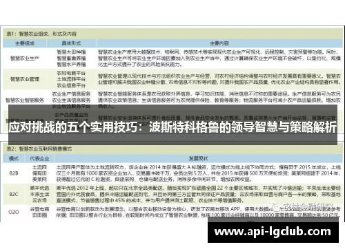 应对挑战的五个实用技巧：波斯特科格鲁的领导智慧与策略解析